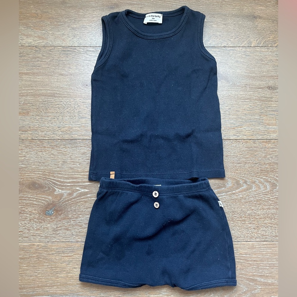 1+ in the family Matching Navy Blue Cotton Tank & Shorts | Size 18M
